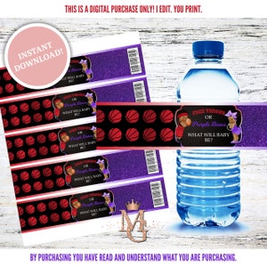 Free Throws or Purple Bows Water Bottle Label! Purple and Red! Digital Template!