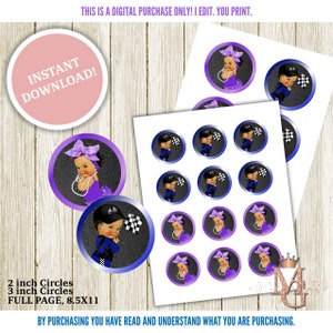 Burnouts ou Bows Gender Reveal Cupcake Toppers! Bleu roi et violet ! Cercles de 2 pouces ! Cercles de 3 pouces !