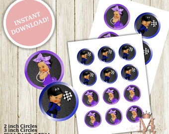 Burnouts or Bows Gender Reveal Cupcake Toppers (Digital Download)