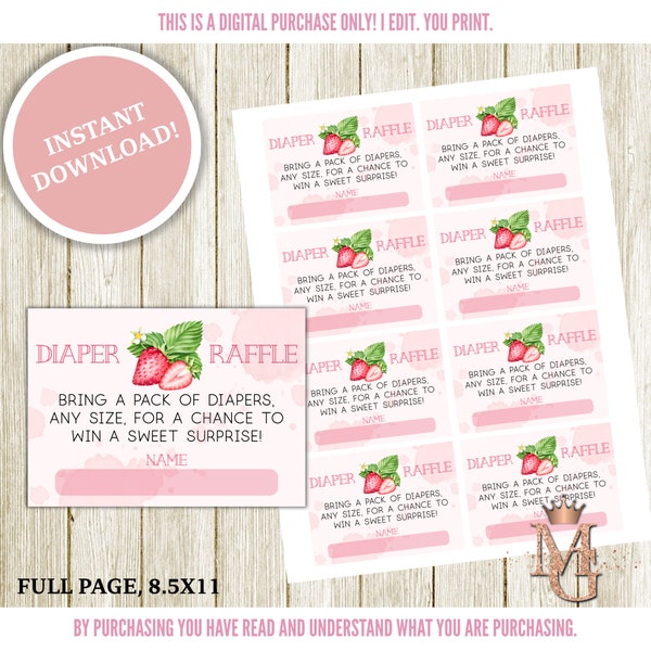 Berry Sweet Diaper Raffle! Strawberry Baby Shower! Berry Sweet Baby!