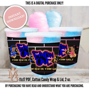 Find N Out Cotton Candy Label! Blue and Pink! Hip Hop Reveal! Rap Gender Reveal! Digital Template!