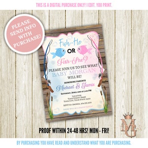 Fish Gender Reveal Invitation: Light Blue & Pink (Digital)