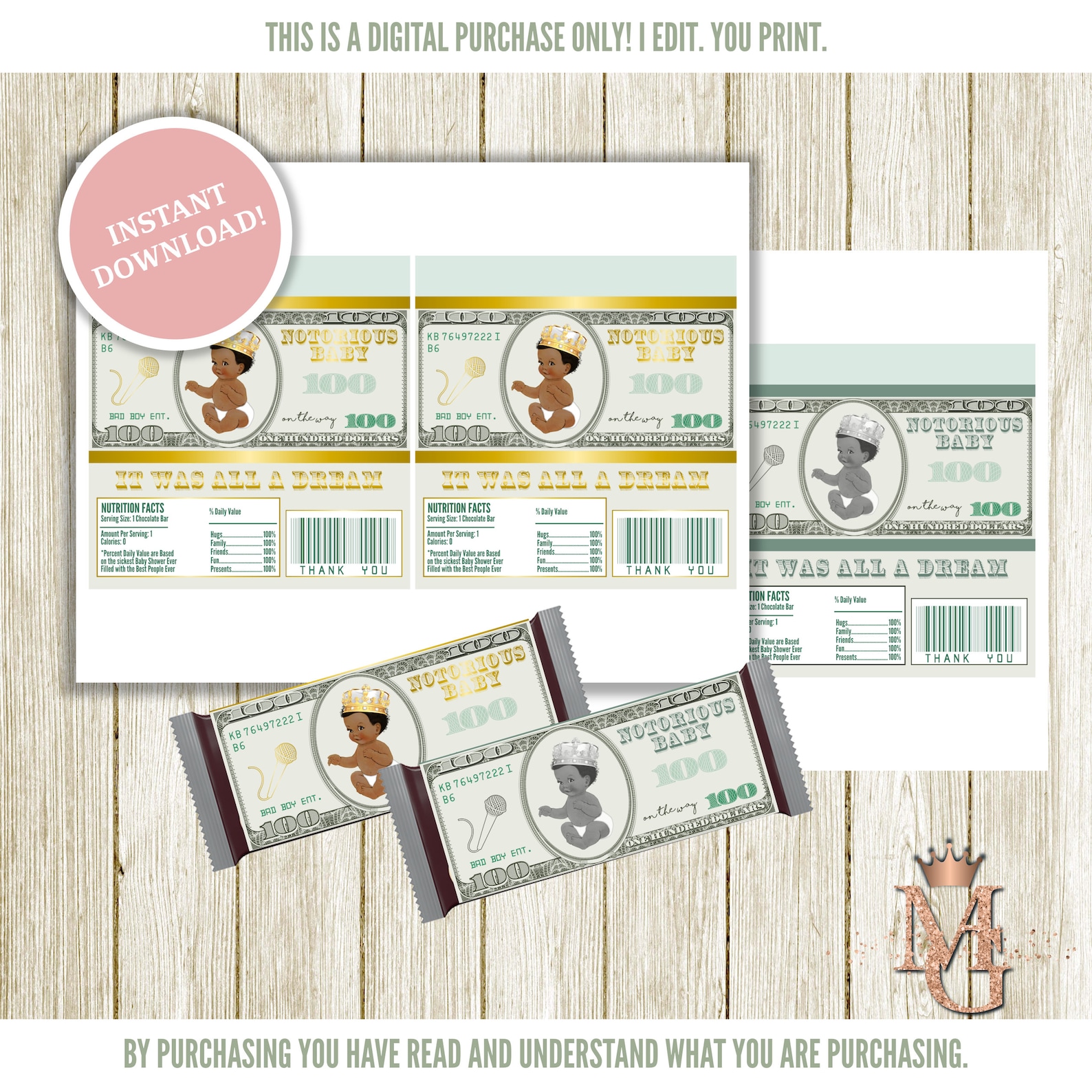 Notorious Candy Bar Wrapper Template Money Candy Wrapper | Etsy