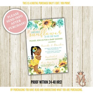 Sonnenblumen-Babyparty-Einladung! Mädchen-Babyparty-Einladung! Digital!