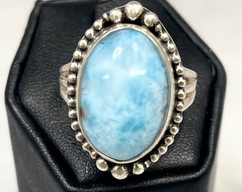 Larimar and sterling silver ring. Size 9