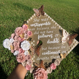 Graduation Cap Decorations | Graduation | Cap | Paper Flowers and Butterflies | Graduation Cap | Graduation 2024