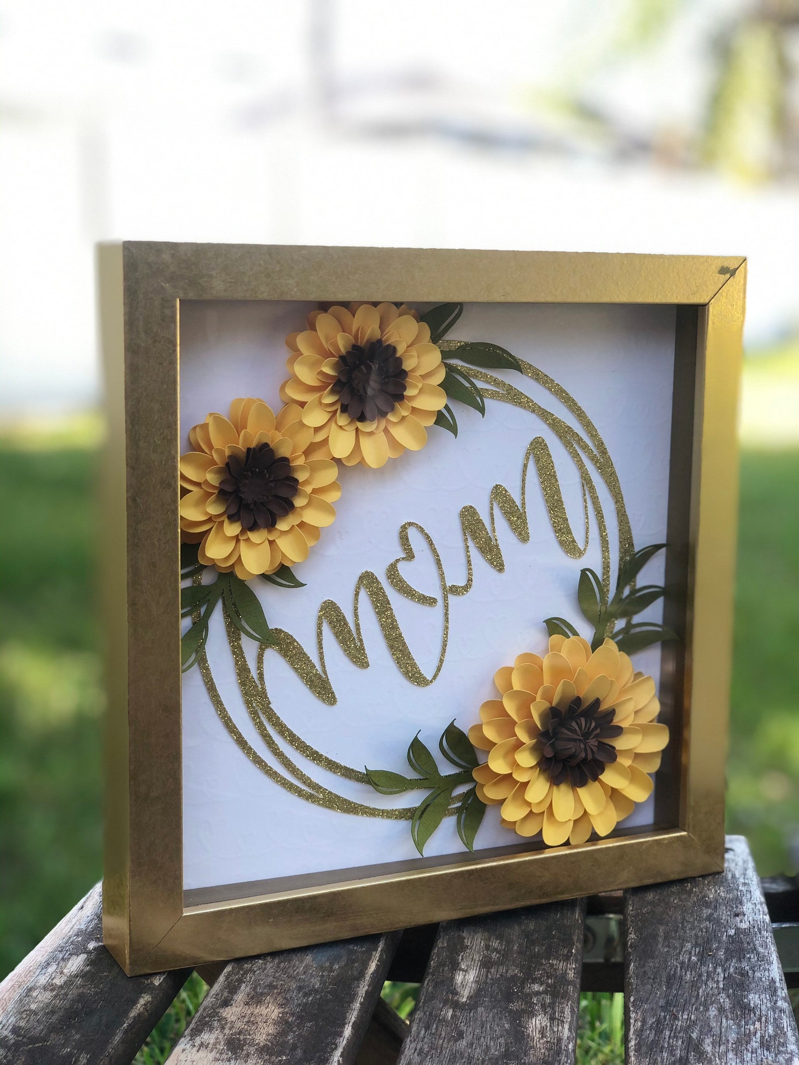 Shadow Box Mothers Day Gift Sunflowers Paper Flower | Etsy