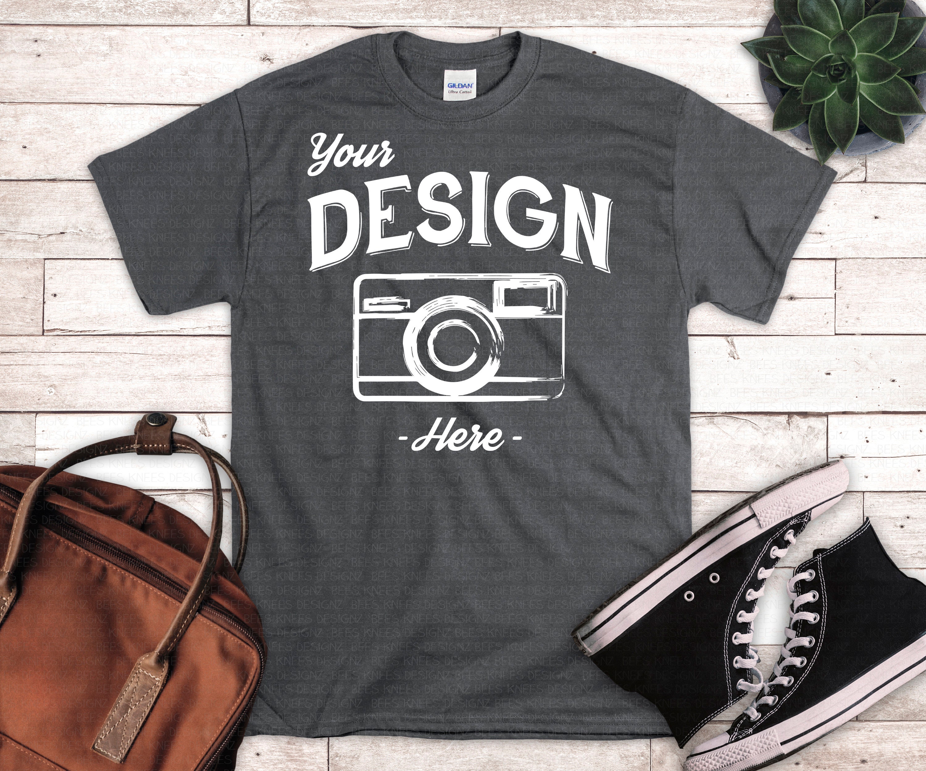 Charcoal Gildan Ultra Cotton Mock up 