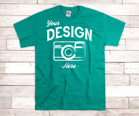 Gildan 5000 Antique Jade Dome T-Shirt Mockup Feminine Flat Lay White Background