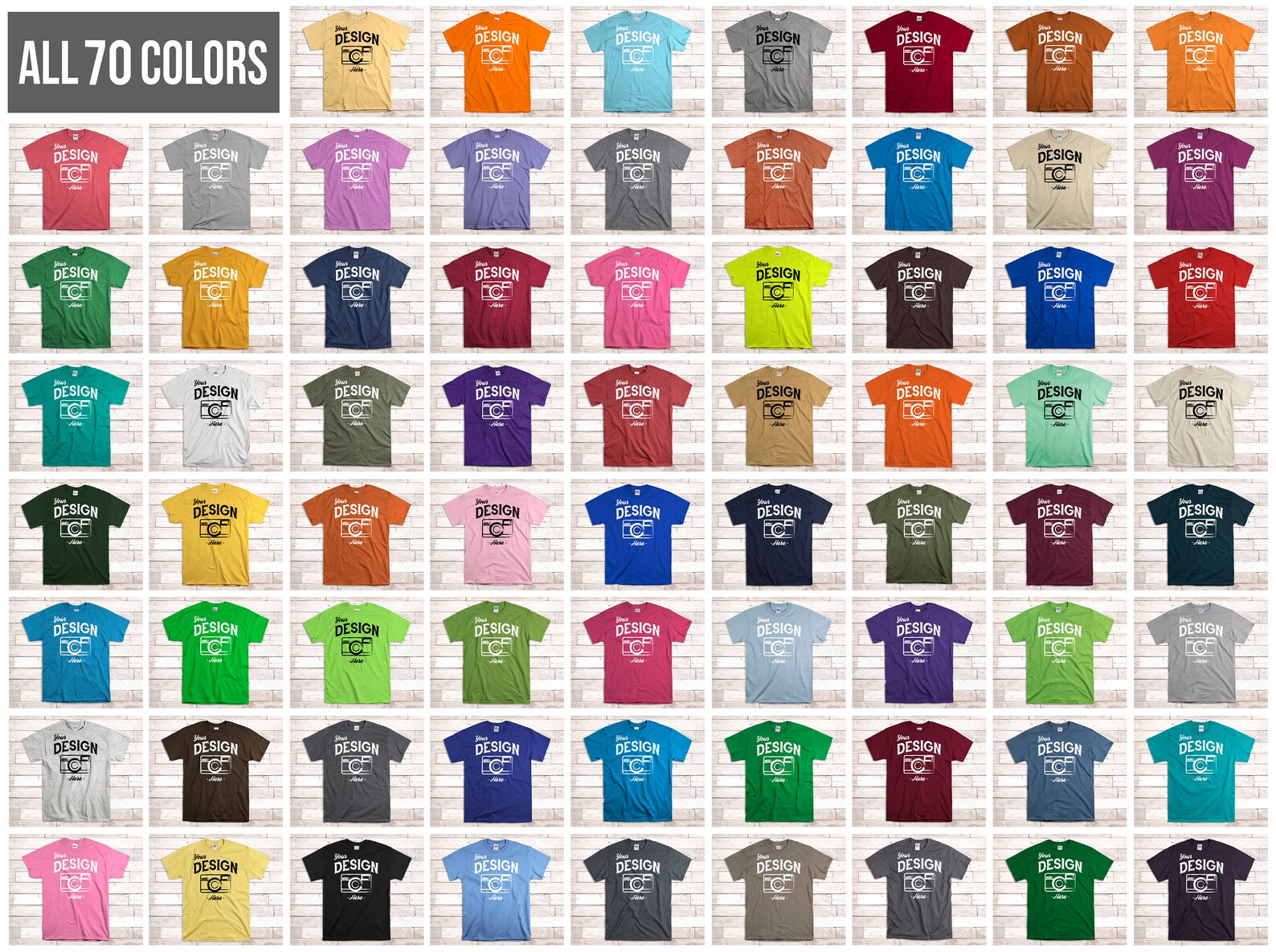 Download T shirt Mockup Bundle Gildan 5000 All Colors On White Wood ...