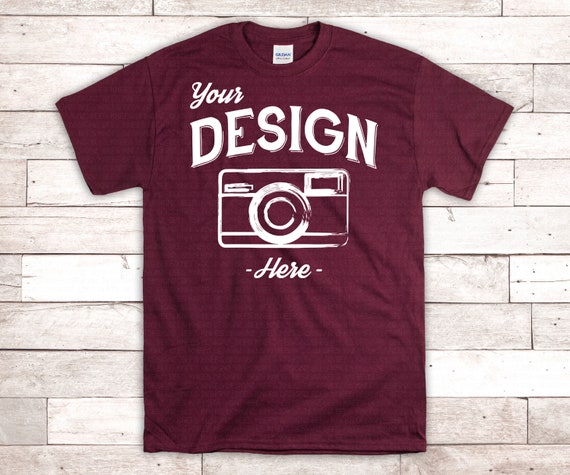 Download Maroon Gildan 2000 Mock Up Maroon Mockup On White Backdrop Etsy