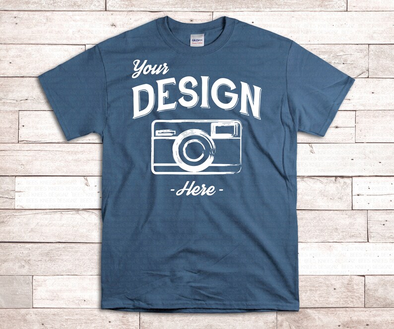 Download T shirt Mockup Bundle Gildan 5000 All Colors On White Wood ...