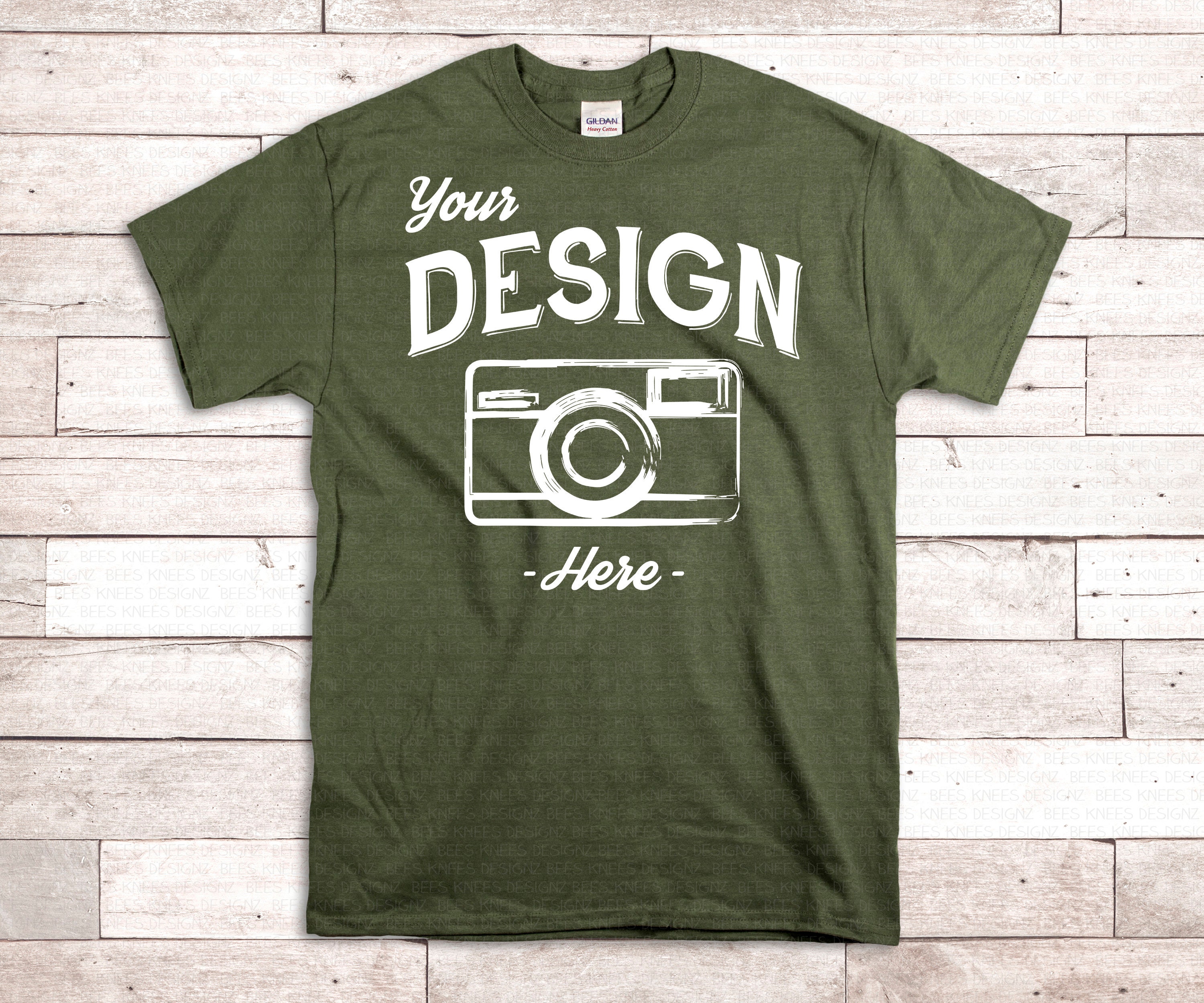 Download Military Green Mockup Gildan 5000 Army Green T Shirt Etsy