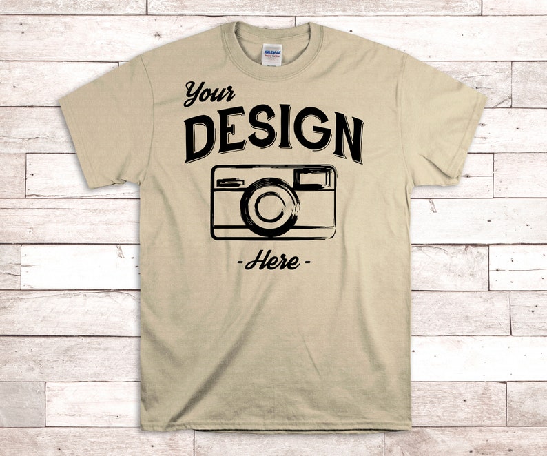 Download T shirt Mockup Bundle Gildan 5000 All Colors On White Wood ...