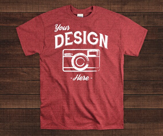 Heather Red Gildan 5000 Mockup Mens Heather Red Shirt Etsy