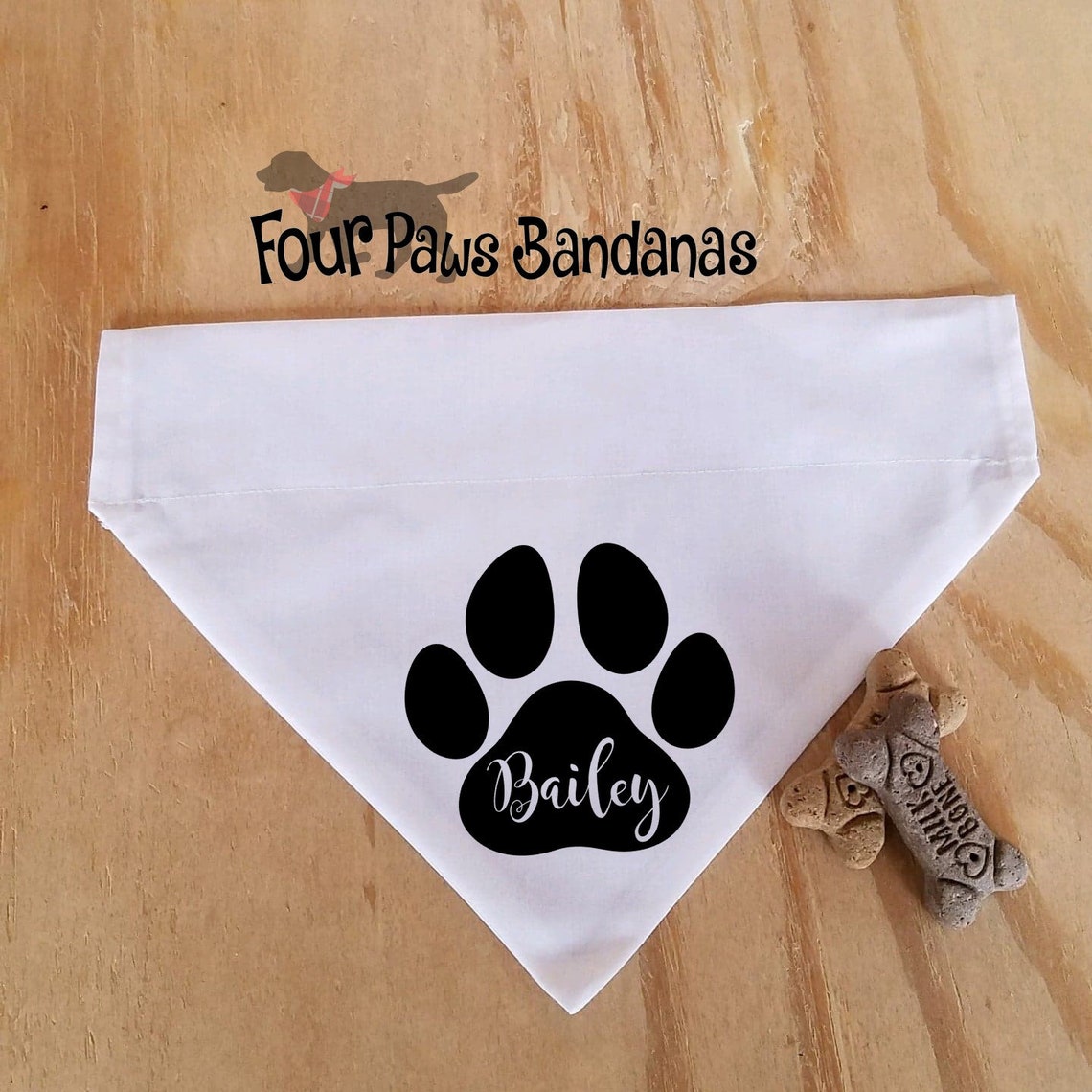 Custom Dog Bandana Dog Name Paw Bandana Over the Collar Dog Etsy