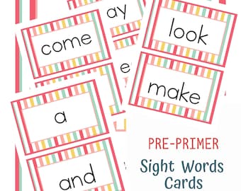 Pre-Primer Sight Words Flashcards (perfect for Pre-K and Kindergarten students)