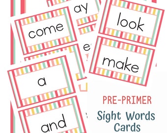Pre-Primer Sight Words Flashcards (perfect for Pre-K and Kindergarten students)