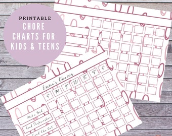 Chore Chart Printable for Kids and Teens - Pink and Burgundy