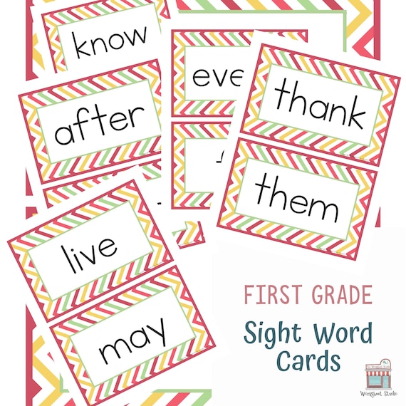 First Grade Sight Word Flashcards Etsy