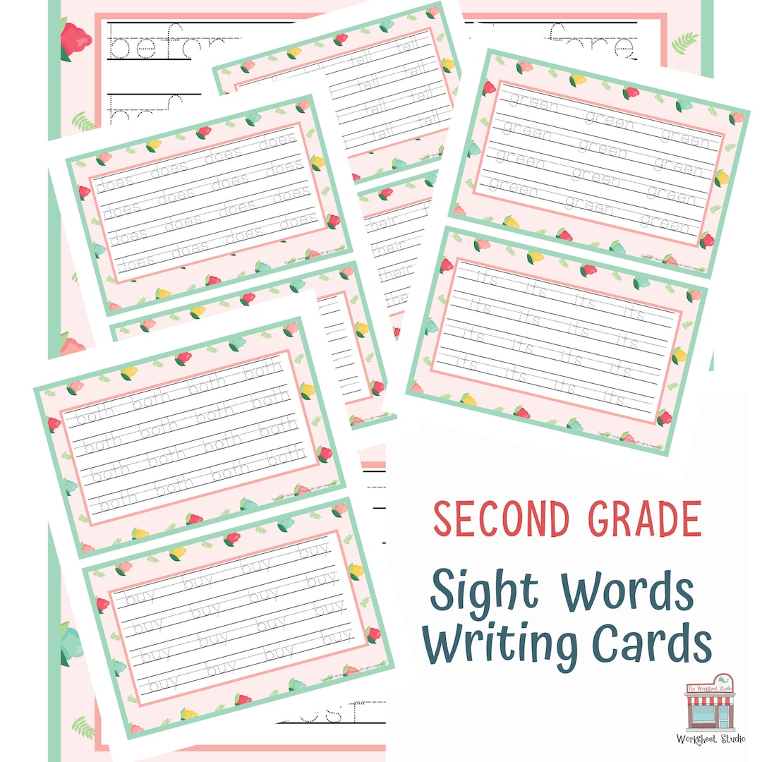Second Grade Sight Words Writing Cards - Etsy
