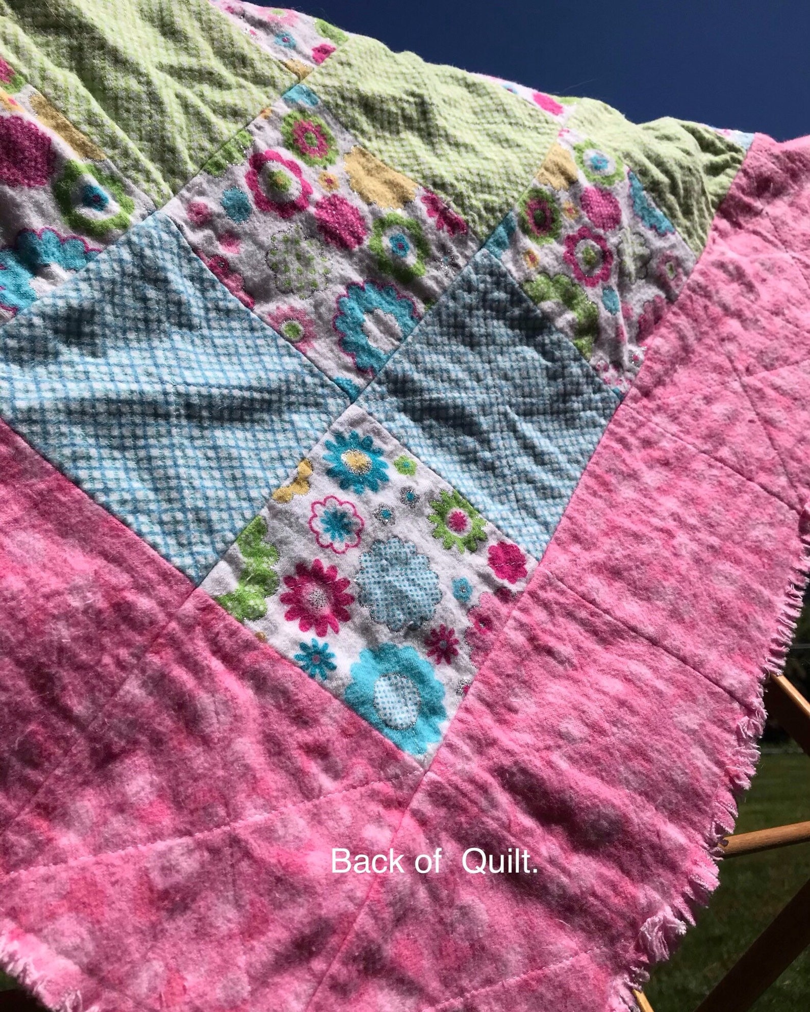 Pink Flower Girls Quilt/pink Glitter Rag Quilt// Girl Crib Etsy