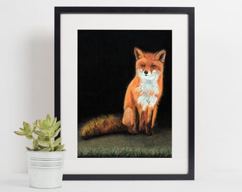 Red Fox art print, Mr Fox art print, fox wall art, Fox signed art print, fox art, wildlife art, animal art - 'Listening for the Hounds'