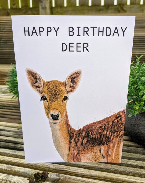 Happy birthday deer card happy birthday deer happy | Etsy