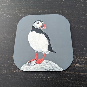 Puffin high gloss drinks coaster set, Puffins coaster, Sea bird gift set, Beach style ware, Puffin coasters gift 1, 2,4 or set of 6 image 3