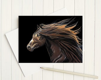 Stunning Horse greeting card, horses cards, horse racing greeting card