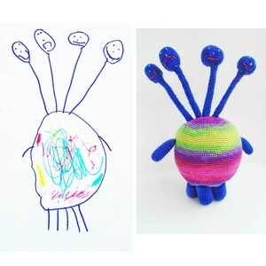 Crochet Toy/Doll from drawing children,Original Gift,Custom design from picture,Best gift for kids,Gift Birthday