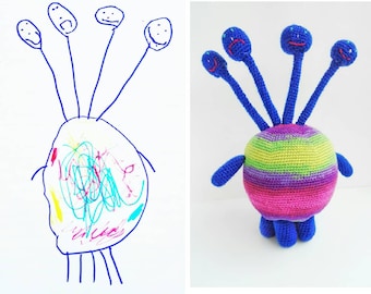 Crochet Toy/Doll from drawing children,Original Gift,Custom design from picture,Best gift for kids,Gift Birthday