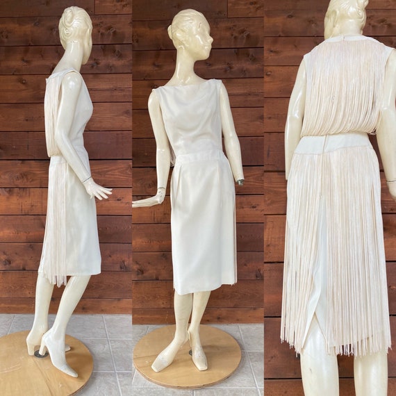 Super Sexy 1960’s White Fringed Wiggle Dress