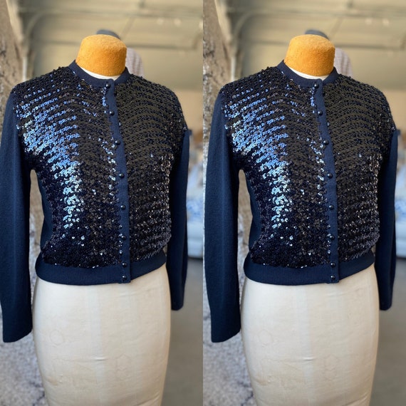 Vintage 1950’s Black Sequin Cardigan Sweater