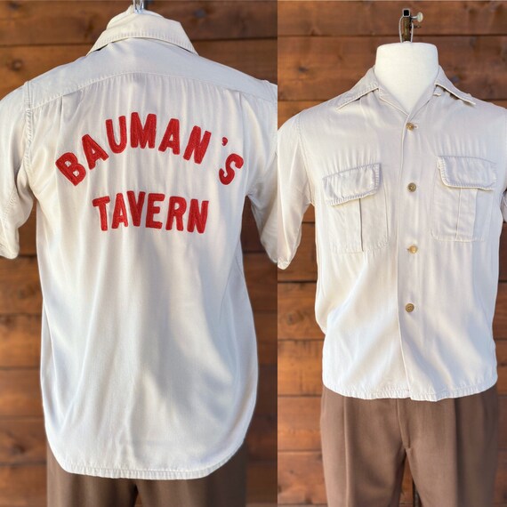Vintage 1940’s 50’s Bowling Shirt/Gabardine