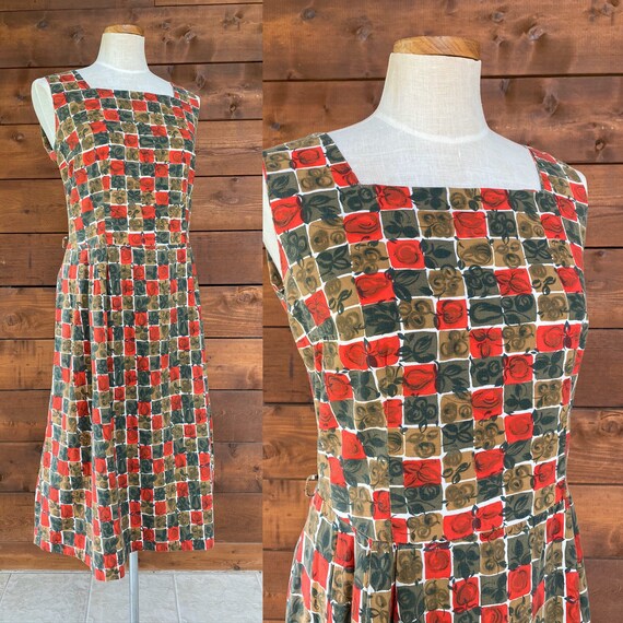 Vintage 1950’s 60’s Red Green Fruit Print Sundress