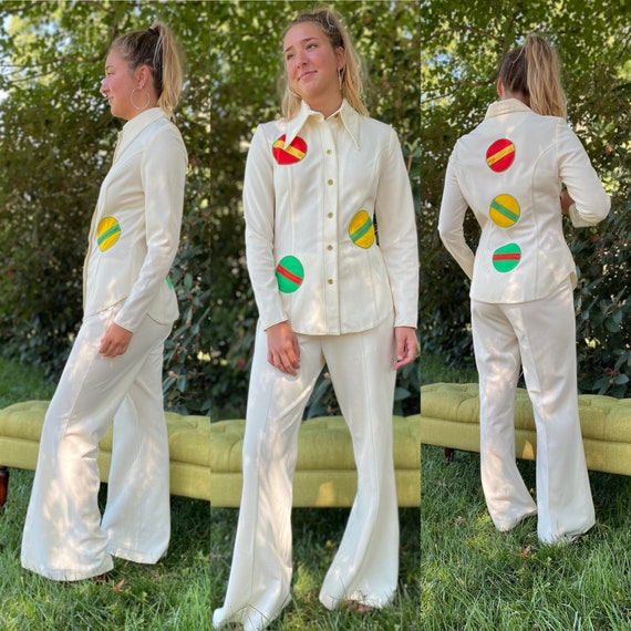 Cool 1970’s Two Piece Pantsuit Multiple Zippered P