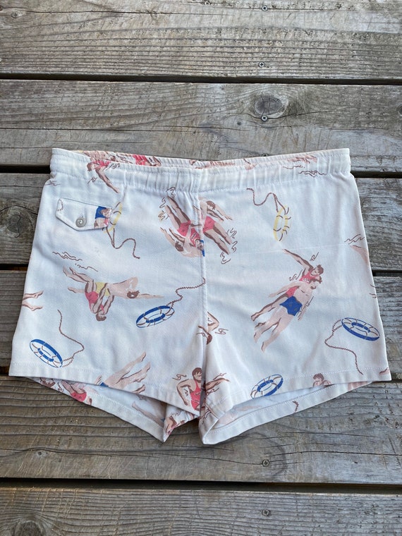 Vintage 1940’s McGregor Lifeguard Print Swim Trunk