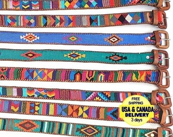 Lot of authentic Guatemalan handmade SILK LEATHER braided UNISEX belt