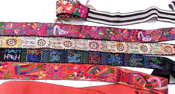 Vintage Guatemalan Fajas handmade Embroidered Belts 