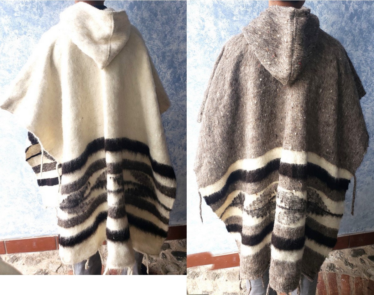 Guatemalan Wool Poncho, Hand Woven Sarape With Hood, Heavy Guatemalan Wool Poncho, Hand Woven Sarape With Hood, Heavy