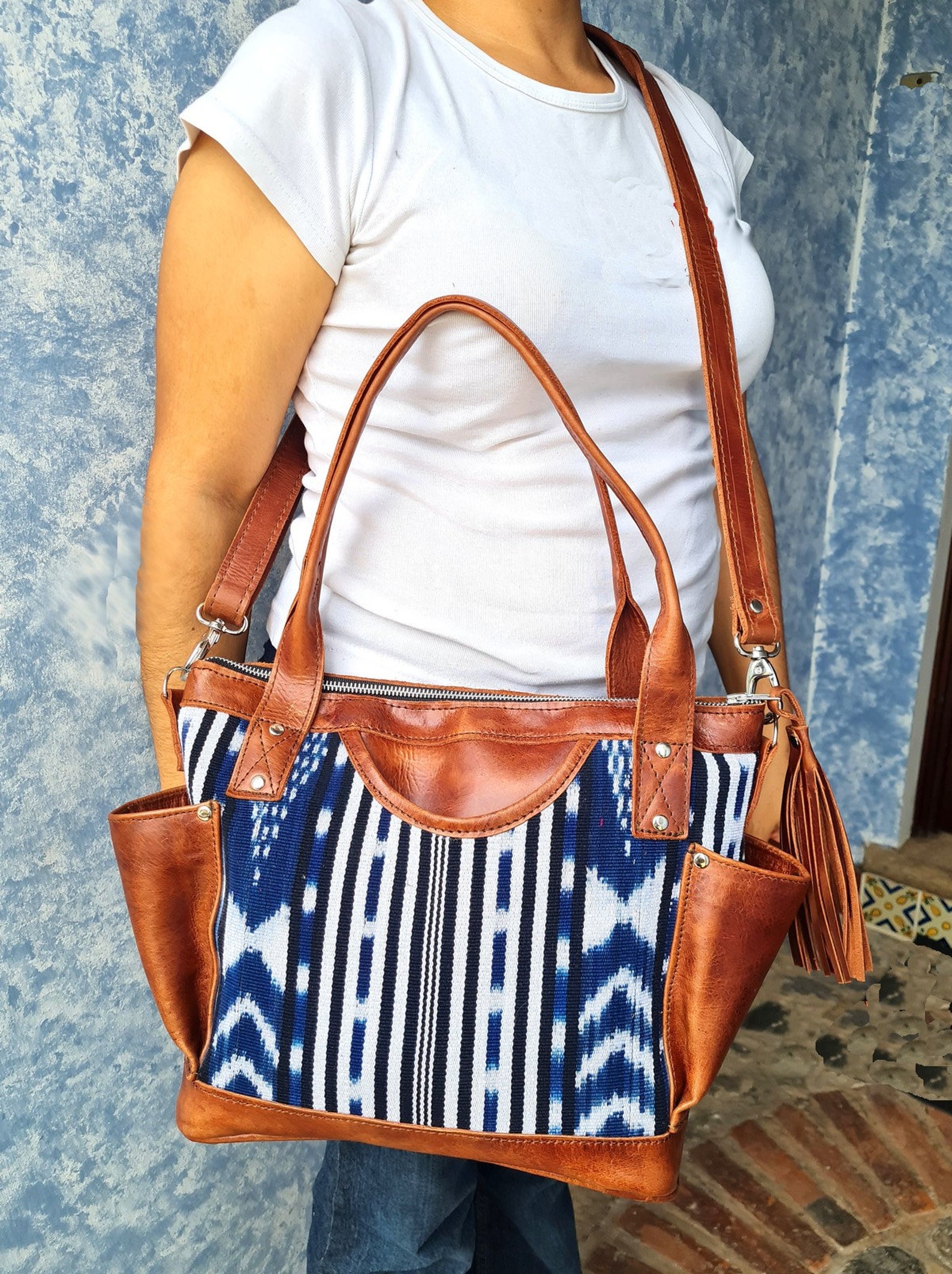 Convertible Crossbody Backpack Day Bag Authentic Leather Dark Etsy