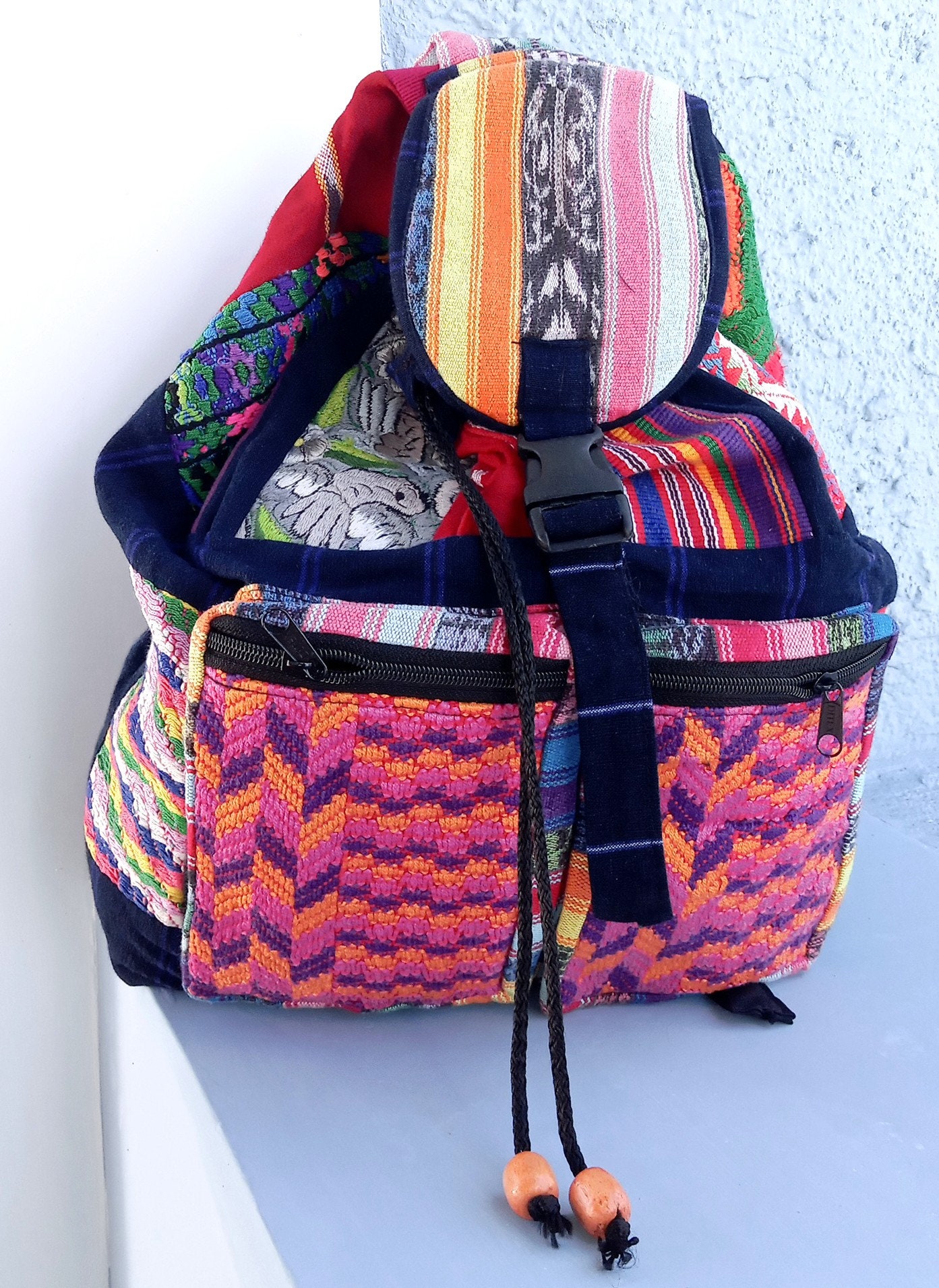 Guatemalan Upcycled Cotton Patchwork Backpack Bag - Etsy