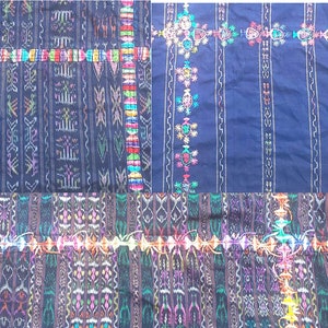 GUATEMALAN Nahuala Cotton IKAT Corte FABRIC Per Yard - Vintage Embroidered Hand Woven Fabric