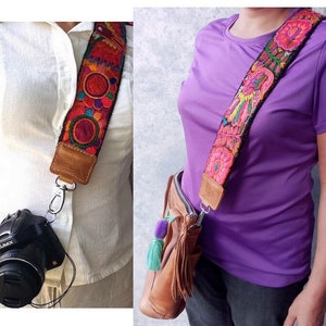 Guatemalan handmade embroidered camera / bag strap