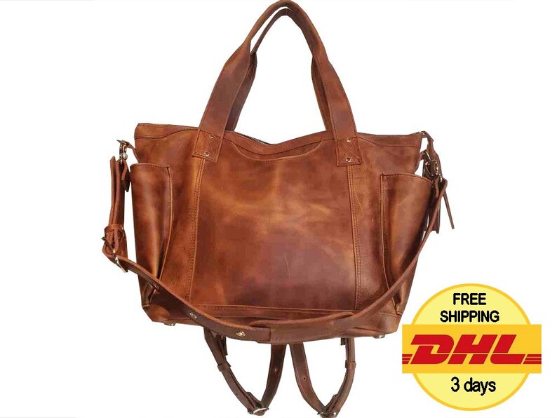 Convertible backpack crossbody day bag diaper genuine leather Etsy