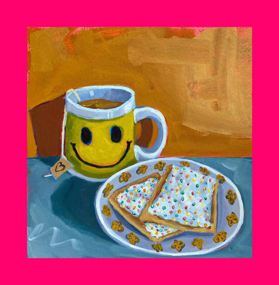 Poptarts and Tea Still Life Painting Acrylic Painting Etsy