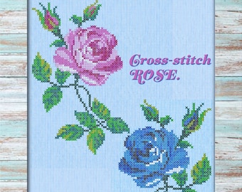 Cross Stitch Rose Machine Embroidery File design .Flower embroidery. Instant Download. Machine Embroidery Design .Embroidery for women.