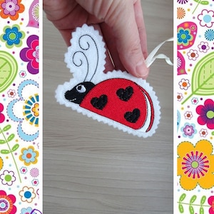 Soft toy ladybug from felt and embroidery. Diy toy, children&#39;s room decor. Decorative toy with embroidery. Instant Download.
