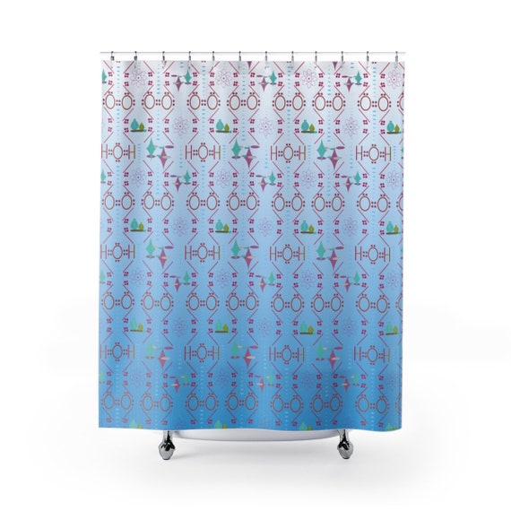 Air Water Chemistry On Fade Blue Background Shower Curtain Etsy
